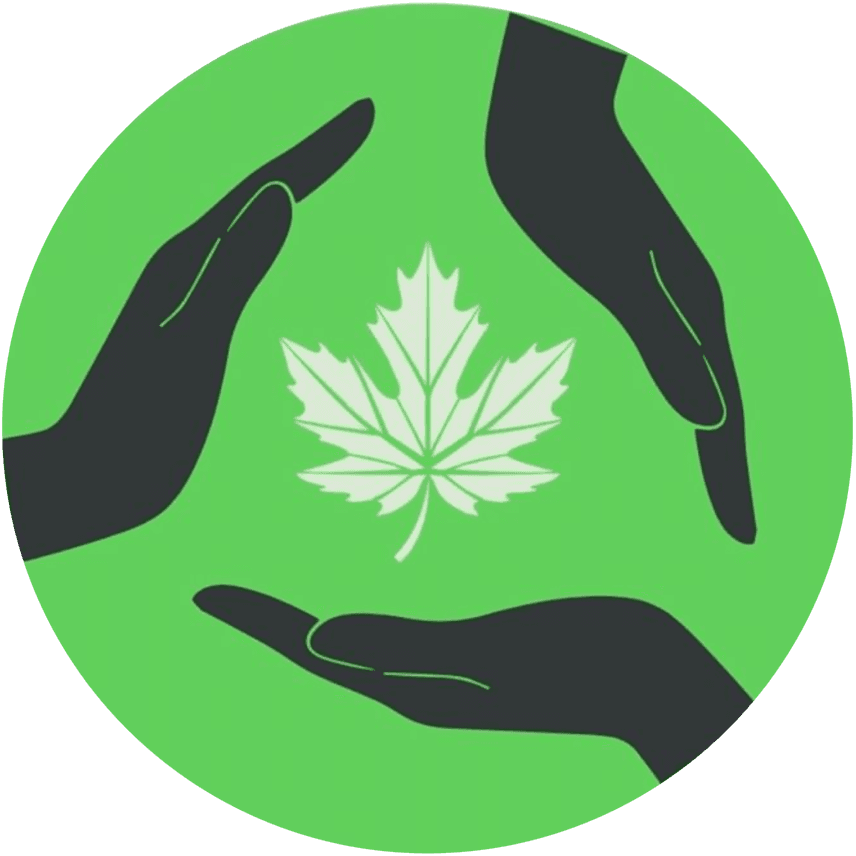 Big Bin emblem: three hands cradling a maple leaf